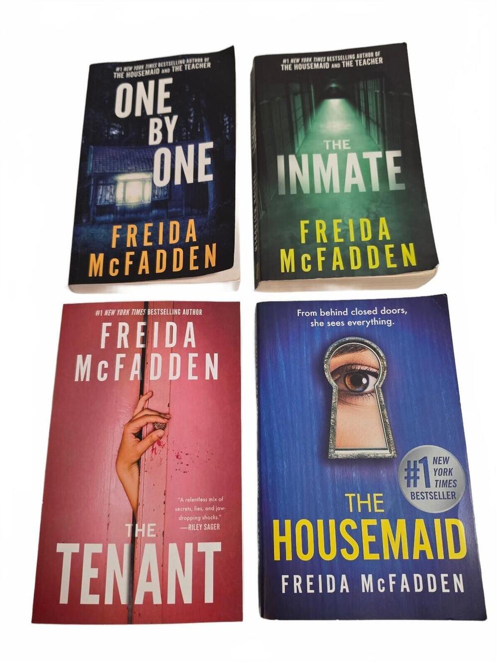 Set of 4 Freida McFadden Paperback Thrillers: One by One, The Inmate, The Tenant